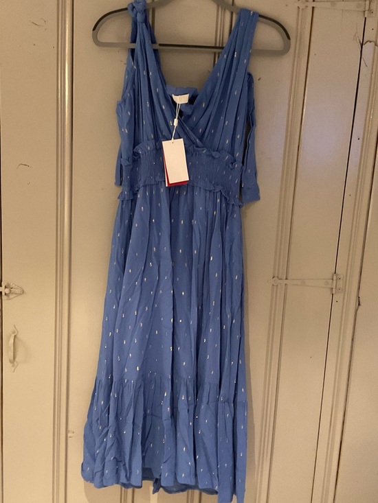Q2 Dresses & Skirts - NWT Blue Sleeveless Dress with Metallic Dot Detail